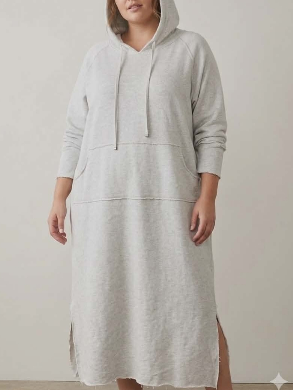 Nadya Toto Long Sleeve Light Gray Hoodie Dress